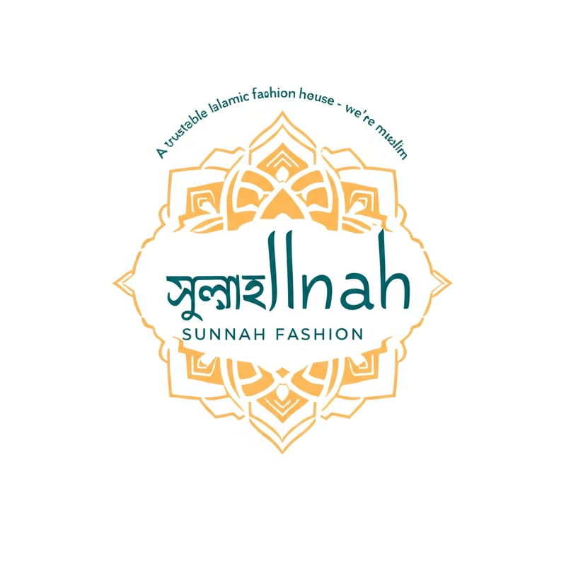 Add bangla text " সুন্নাহ ফ্যাশন " without Changing arabic and English text.  Also add a title " A trustable Islamic fashion house - we're muslim"