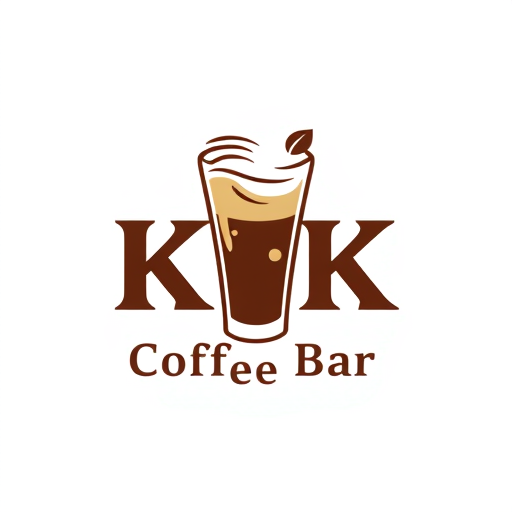 Professional logo design. Please make me a logo for my new cafe bar. Its name is KK Coffee Bar. It has a glass of cold coffee. The logo should be attractive. The colors should be beautiful.