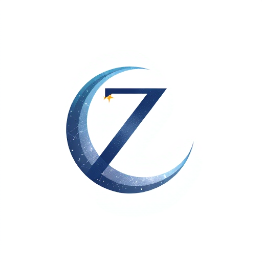 Professional logo design. A Z interwoven with a crescent moon, subtly incorporating a tiny, bright Polaris star — a smooth, elegant, and modern pictorial letterform logo, with a delicate and sophisticated aesthetic, featuring a soft gradient of deep indigo, shimmering silver, and hints of pale gold, illuminated by a gentle, ethereal glow reminiscent of moonlight, in a clean, abstract, vector art style, with fine lines and subtle curves to suggest luxury and celestial wonder, on a pristine white background.