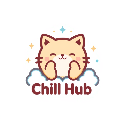 Professional logo design. Make a Chill Hub named logo background mochi cat 