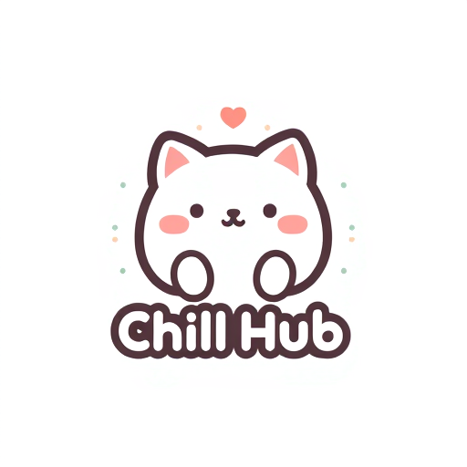 Professional logo design. Make a Chill Hub named logo background mochi cat 