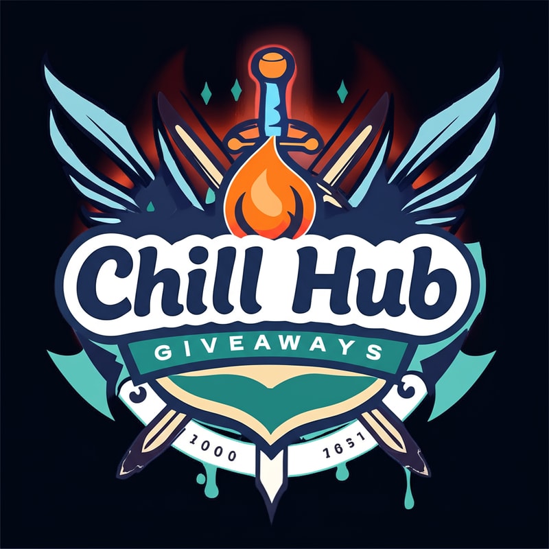 Make a Chil Hub Giveaways banner with devil wings in back and 2 sword crossing and with evil aura dark aura