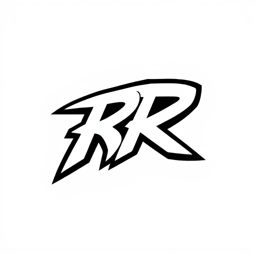 Professional logo design. Letterform for a streetwear brand named "RR": A bold and iconic interlocking "RR" monorgan, Minimalist and urban, Black,l and white, Strong, geometric sans-serif with sharp edges. Design with influences from classic hip-hop and graffiti art, with a focus on clean lines and impactful negative space, rendered in a vector art style, on a transparent background.