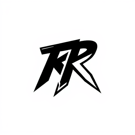 Professional logo design. Letterform for a streetwear brand named "RR": A bold and iconic interlocking "RR" monorgan, Minimalist and urban, Black,l and white, Strong, geometric sans-serif with sharp edges. Design with influences from classic hip-hop and graffiti art, with a focus on clean lines and impactful negative space, rendered in a vector art style, on a transparent background.