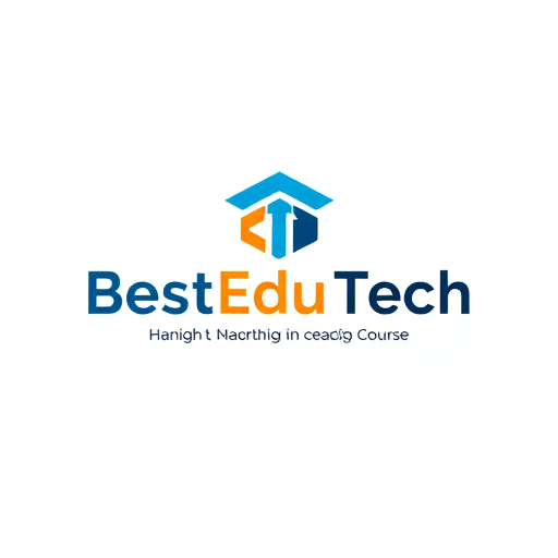 Professional logo design. Minimalist, modern logo for Best Edu Tech, a Digital Marketing Course brand. Clean flat design with a tech-inspired graduation cap or upward arrow integrated into the symbol, representing learning and growth. Use a vibrant blue and energetic orange color palette, simple geometric shapes, and bold sans-serif typography. White or light background, high resolution, vector-style, crisp edges, professional and contemporary feel.