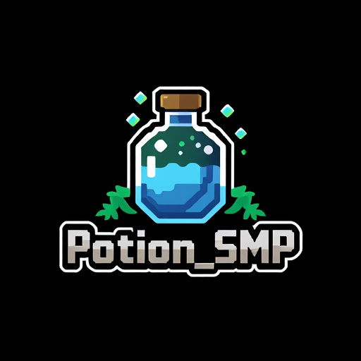 Professional logo design. crate a logo for Potion_SMP Background will be in potion and front wrie Potion_SMP in minecarft theme