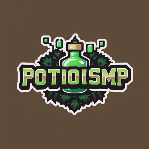 Professional logo design. crate a logo for Potion_SMP Background will be in potion and front wrie Potion_SMP in minecarft theme thar poition on back on Potion_SMP not on up
