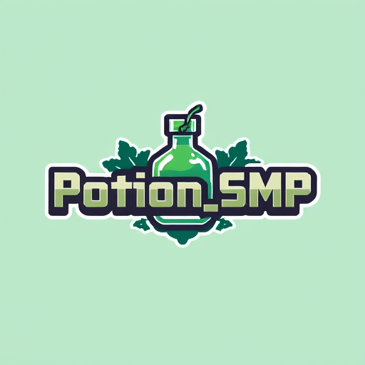 Professional logo design. crate a logo for Potion_SMP Background will be in potion and front wrie Potion_SMP in minecarft theme thar poition on back on Potion_SMP not on up