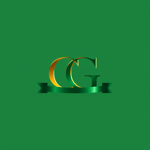 Professional logo design. Create a luxury monogram logo using the initials C and G in an elegant serif font style, similar to the WS logo design. Add a smooth ribbon wrapping around the letters to symbolize gifting and packaging. Keep the design clean, minimal, and premium without any flowers or extra decorations. Use vector style with luxury colors like gold and emerald green