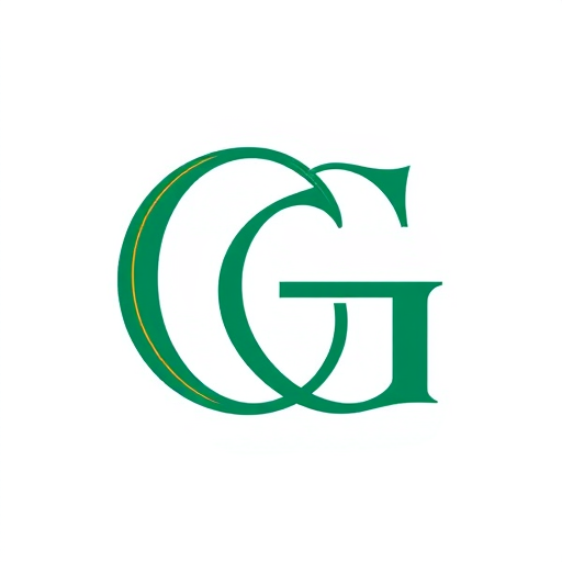 Professional logo design. Monogram logo combining the letters C and G, with strokes shaped like elegant ribbon or rope. The body of the design should subtly form the letters N and T inside the CG. Minimal, luxury style, vector-based, using emerald green and gold