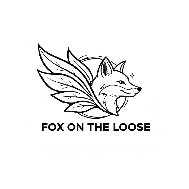 i want to design a logo for a name called fox on the loose 
The logo is for an artist page designating an artist with wild thoughts expressing it freely, and a symbol to express its freedom like leafs as wings...
The logo should be a sketch but not too complicated. lets say something that could work as a stamp. 
Make it look good on black and white outline no gradients 
Avoid complicated illustration. The audience for this logo are 18 and above