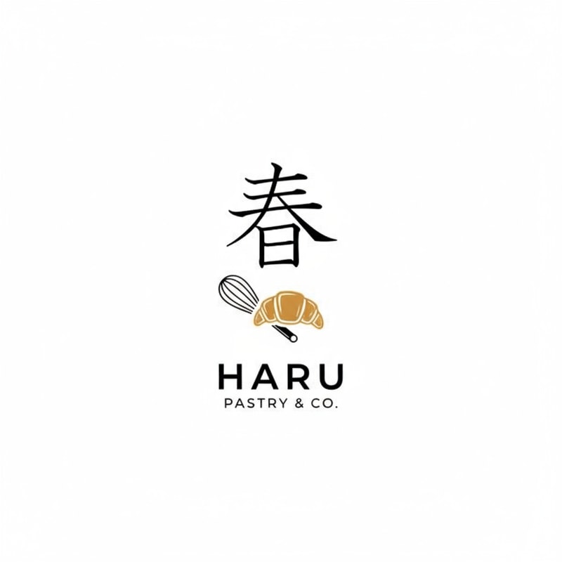 A pastry logo with Haru, it should be have simple pastry element