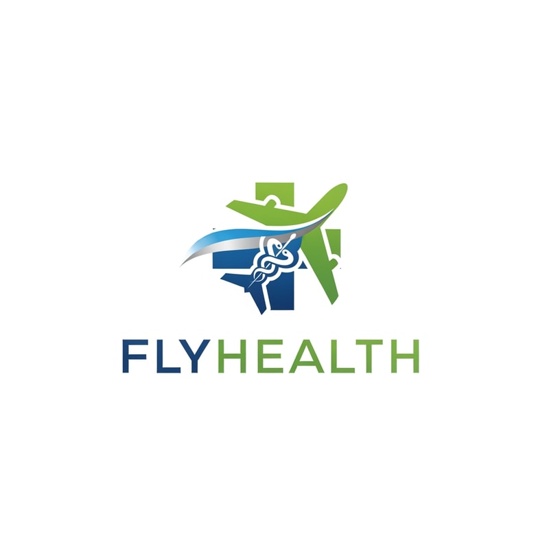 Flyhealth a medical tourism logo airplan symbol only logo not use text