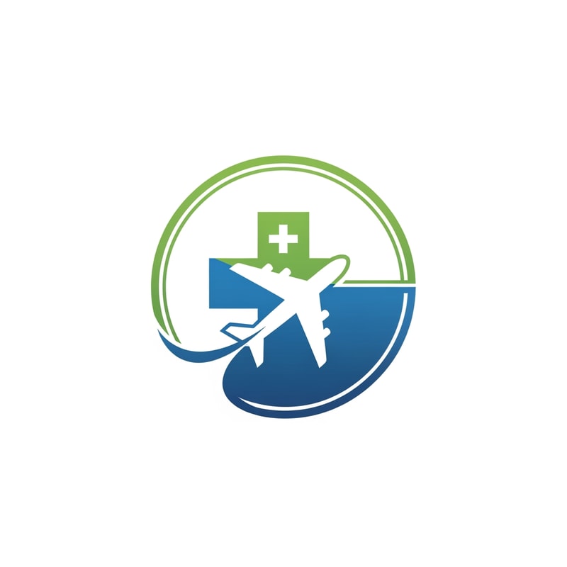 Flyhealth a medical tourism logo airplan symbol in round  only logo not use text