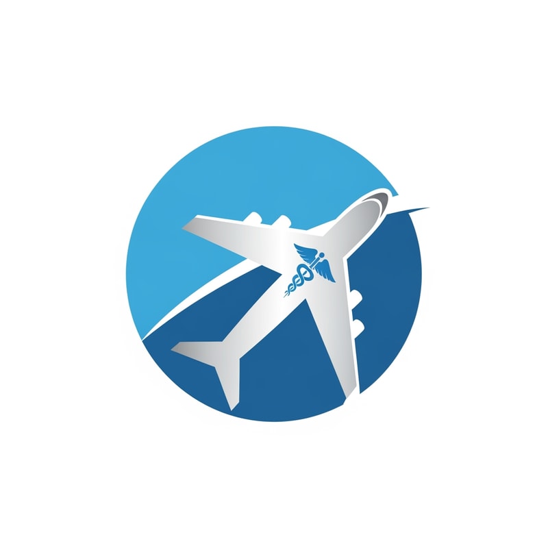 Flyhealth a medical tourism logo airplan symbol in round  only logo not use text