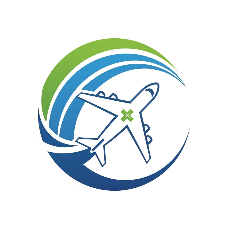 Flyhealth a medical tourism logo airplan symbol in round only logo not use text
