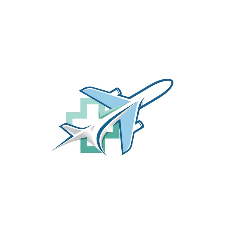 Flyhealth a medical tourism logo airplan symbol only logo not use text