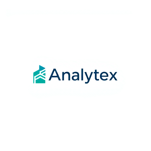 Professional logo design. Minimalist for a tech startup specializing in AI-powered data analysis named "Analytex": Abstract geometric shapes representing data flow and interconnectedness, cool blues and greens with a touch of vibrant teal, sleek sans-serif typeface. Design with a focus on modernism and clean aesthetics, precise lines and subtle gradients for a sense of depth, solid white background.
