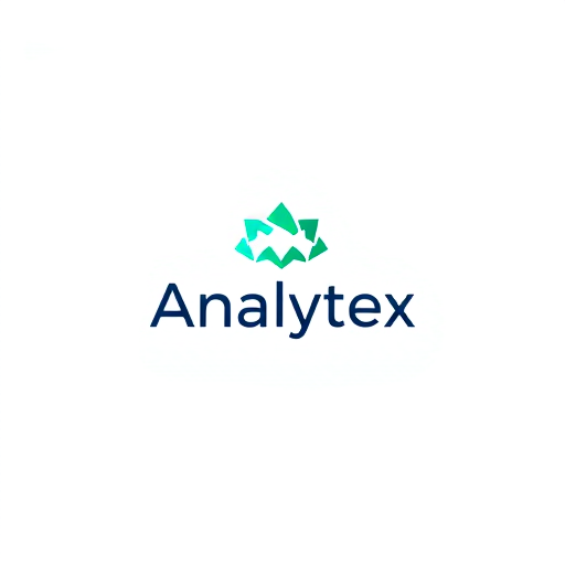 Professional logo design. Minimalist for a tech startup specializing in AI-powered data analysis named "Analytex": Abstract geometric shapes representing data flow and interconnectedness, cool blues and greens with a touch of vibrant teal, sleek sans-serif typeface. Design with a focus on modernism and clean aesthetics, precise lines and subtle gradients for a sense of depth, solid white background.