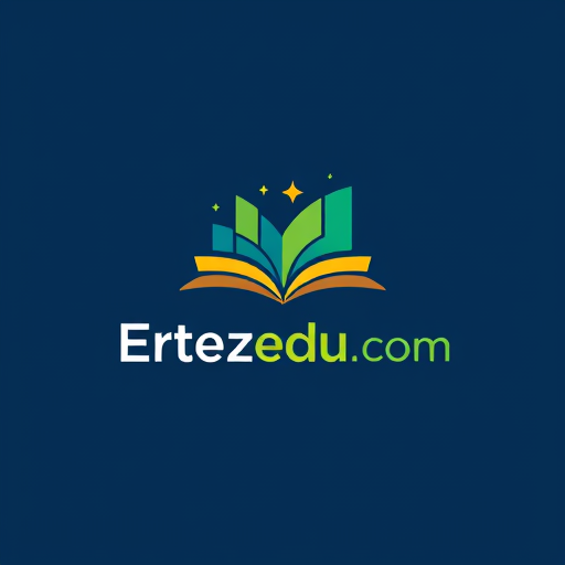 Professional logo design. Minimalist for an educational platform named "Ertezaedu.com": an abstract representation of growth and knowledge, encompassing a book or an upward-trending graph, Modern and clean, with a primary palette of deep blues and vibrant greens, accented by a touch of warm yellow, sans-serif font, clean and legible, inspired by flat design and modern digital interfaces, abstract shapes with subtle gradients, solid background
