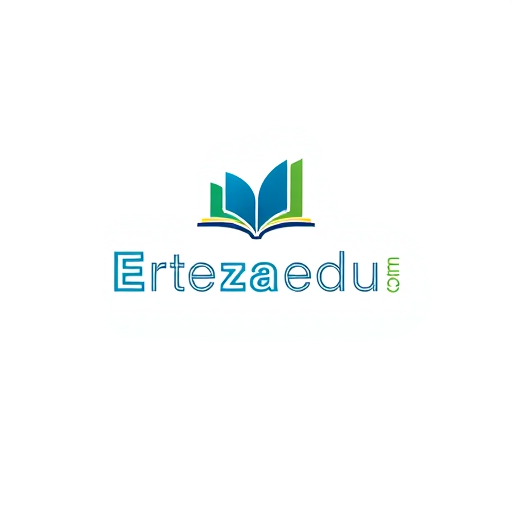 Professional logo design. Minimalist for an educational platform named "Ertezaedu.com": an abstract representation of growth and knowledge, encompassing a book or an upward-trending graph, Modern and clean, with a primary palette of deep blues and vibrant greens, accented by a touch of warm yellow, sans-serif font, clean and legible, inspired by flat design and modern digital interfaces, abstract shapes with subtle gradients, solid background