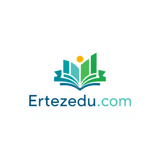 Professional logo design. Minimalist for an educational platform named "Ertezaedu.com": an abstract representation of growth and knowledge, encompassing a book or an upward-trending graph, Modern and clean, with a primary palette of deep blues and vibrant greens, accented by a touch of warm yellow, sans-serif font, clean and legible, inspired by flat design and modern digital interfaces, abstract shapes with subtle gradients, solid background
