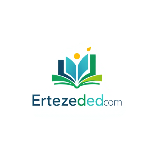 Professional logo design. Minimalist for an educational platform named "Ertezaedu.com": an abstract representation of growth and knowledge, encompassing a book or an upward-trending graph, Modern and clean, with a primary palette of deep blues and vibrant greens, accented by a touch of warm yellow, sans-serif font, clean and legible, inspired by flat design and modern digital interfaces, abstract shapes with subtle gradients, solid background