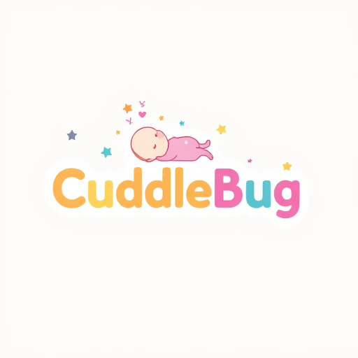 Professional logo design. baby product named CuddleBug with baby sleeping logo colourfull
