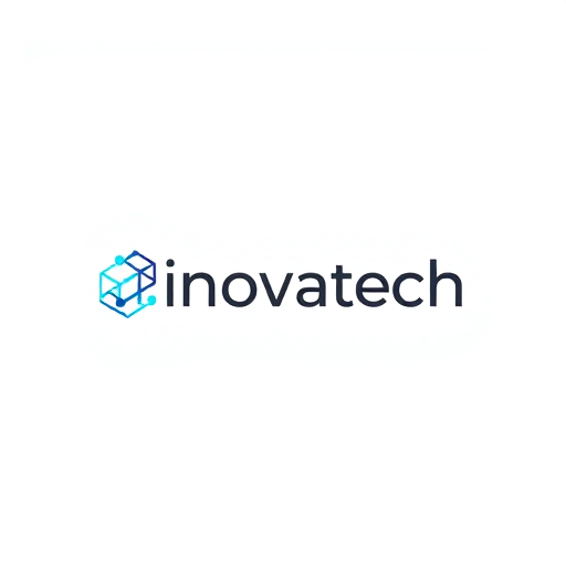 Professional logo design. Minimalist for a modern tech startup named "Innovatech": Abstract geometric representation of a connected network, electric blue and charcoal grey, clean sans-serif typeface. Design with a focus on scalability and digital integration, sleek lines and subtle gradients, white background.