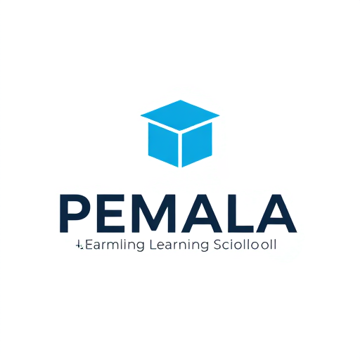Professional logo design. PEMALA LEARNING School adult LEARNING SCHOOL EDUCATION IS THE KEY logo — Minimalist logo, Blue, Black, and White, Clean and professional lighting, Modern vector art, Simple geometric shapes, White background