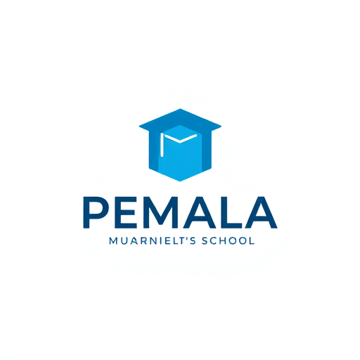 Professional logo design. PEMALA LEARNING School adult LEARNING SCHOOL EDUCATION IS THE KEY logo — Minimalist logo, Blue, Black, and White, Clean and professional lighting, Modern vector art, Simple geometric shapes, White background