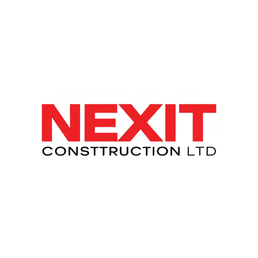 Professional logo design. NEXIT CONSTRUCTION LTD CIVIL WORK BUILDING AND CONSTRUCTION RELIABILITY AND EXCELLENCE RED AND WHITEMAKING A GOOD DESIGNS OR LOGO