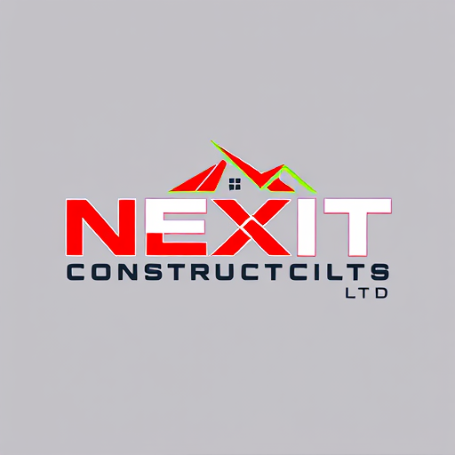 Professional logo design. NEXIT CONSTRUCTION LTD CIVIL WORK BUILDING AND CONSTRUCTION RELIABILITY AND EXCELLENCE RED AND WHITEMAKING A GOOD DESIGNS OR LOGO