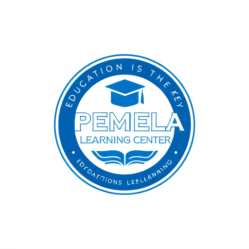 Professional logo design. PEMELA LEARNING CENTER EDUCATION IS THE KEY BLUE BLACK OR WHITE