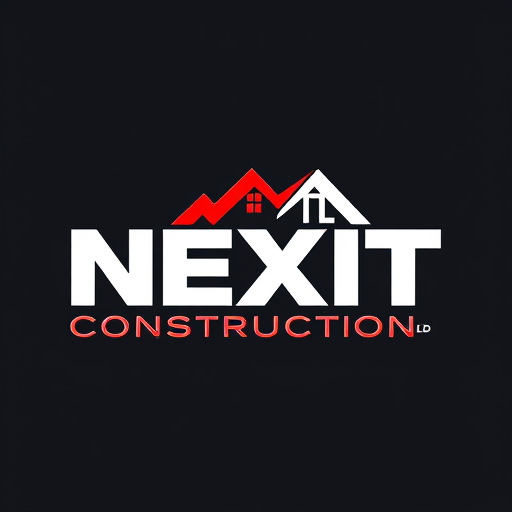 Professional logo design. NEXIT CONSTRUCTION LTD CIVIL WORK BUILDING AND CONSTRUCTION RELIABILITY AND EXCELLENCE RED AND WHITEMAKING A GOOD DESIGNS OR LOGO
