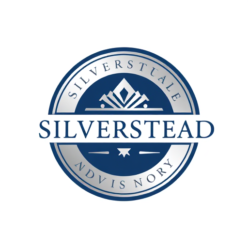 Professional logo design. silverstead advisory logo silver and blue navy color circular? smart and formal
