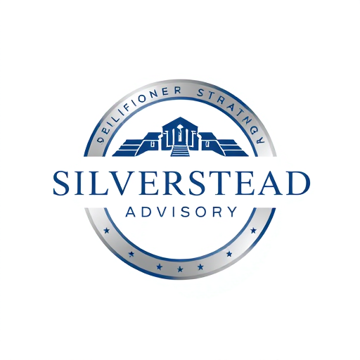 Professional logo design. silverstead advisory logo silver and blue navy color circular? smart and formal