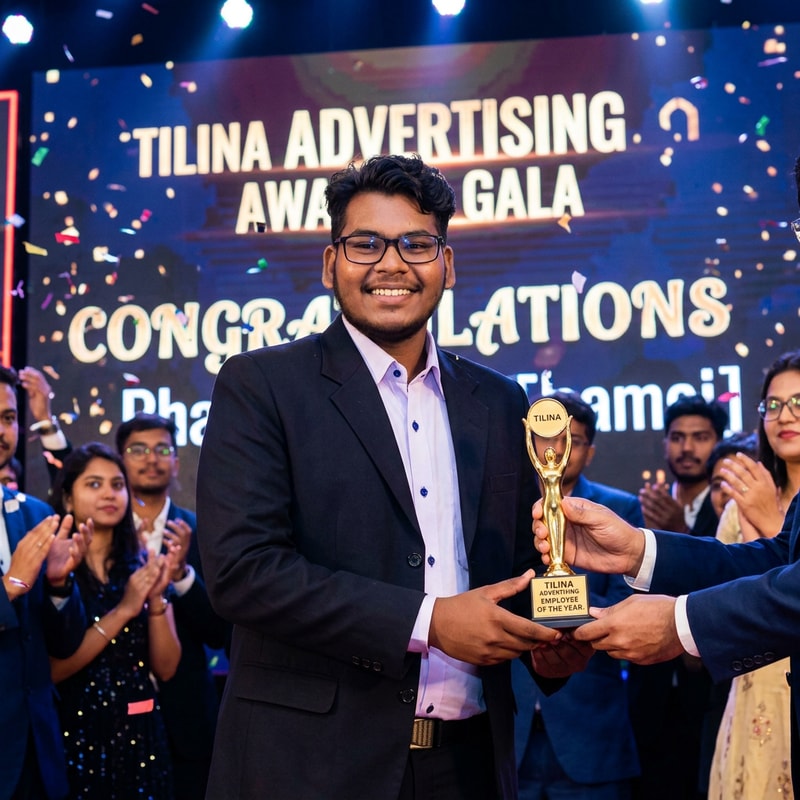 business TILINA ADVERISING Make a picture like you're receiving an award.