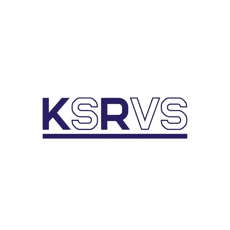 A modern, abstract wordmark logo featuring the text "KSRVS" — Centered, clean, highly geometric composition emphasizing a strong horizontal baseline; isolated on the canvas — Deep indigo blue and crisp white high-contrast palette suitable for branding — Flat, even studio light suitable for a digital graphic; professional and sleek mood — Minimalist vector graphic design with hard edges and clean lines; exploration of a highly geometric sans-serif typeface — Keep text/logos/labels EXACTLY unchanged; no rewriting, redrawing, correcting, or adding any text; the text must be "KSRVS"; avoid 3D effects or complex textures — Isolated on a pure white background suitable for transparency.