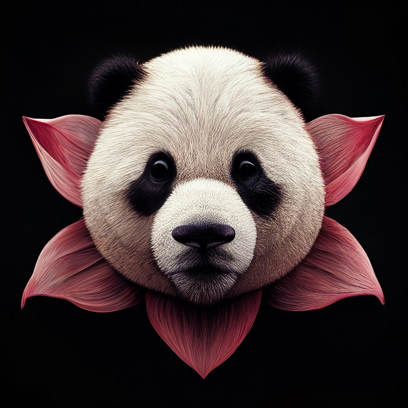 Add more lotus flower details, and change poses of the bear.