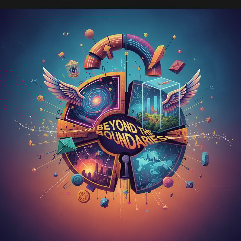 beyond the bounderies' make a theme based logo like this image