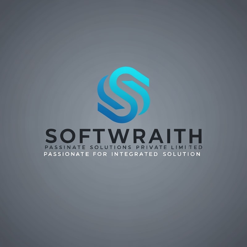 Create a professional and modern logo for Softwraith Solutions Private Limited, a technology company specializing in software development, IT services, and digital learning. The logo should symbolize innovation, integration, and technology-driven growth. Incorporate a sleek abstract ‘S’ or infinity-inspired design using a blue and cyan color palette. The typography should be clean, futuristic, and professional with the tagline ‘Passionate for Integrated Solution’. The design must look premium, minimal, and suitable for both tech and education sectors.