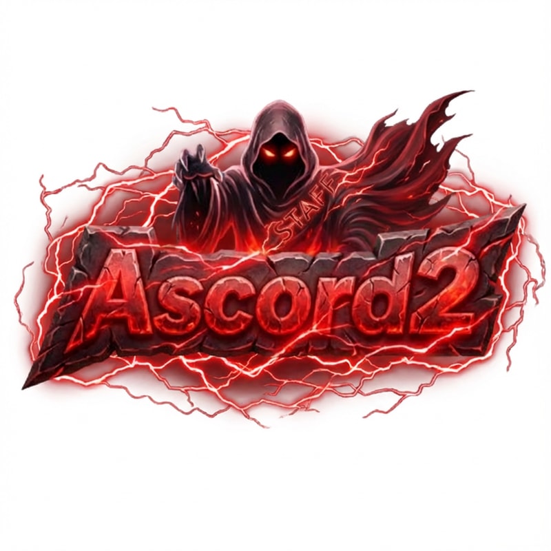 Szerkeszd át. Ascord2 feliratra. phantom maradhat piros szemmel a kasza tünjön el. Illetve legyen körülöte piros villámok. Piros szín mardhat. illeve a phanom ruházatba gravirozd bele a STAFF szót. Villám csak a felirat és a kaszás körül legyen máshol ne legyen