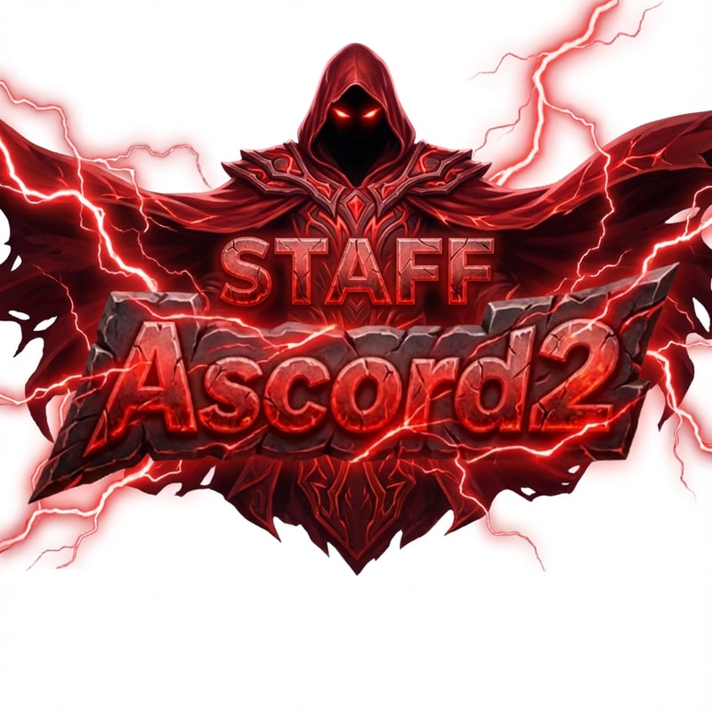 Szerkeszd át. Ascord2 feliratra. phantom maradhat piros szemmel a kasza tünjön el. Illetve legyen körülöte piros villámok. Piros szín mardhat. illeve a phanom ruházatba gravirozd bele a STAFF szót. Villám csak a felirat és a kaszás körül legyen máshol ne legyen. STAFF felirat legyen Purosan a phantom közepén. És a ruháját bővítsd ki ilyen köppeny alakra és a villámok menőbbek legyenek és a STAFF szó ilelszkedjen a közepére