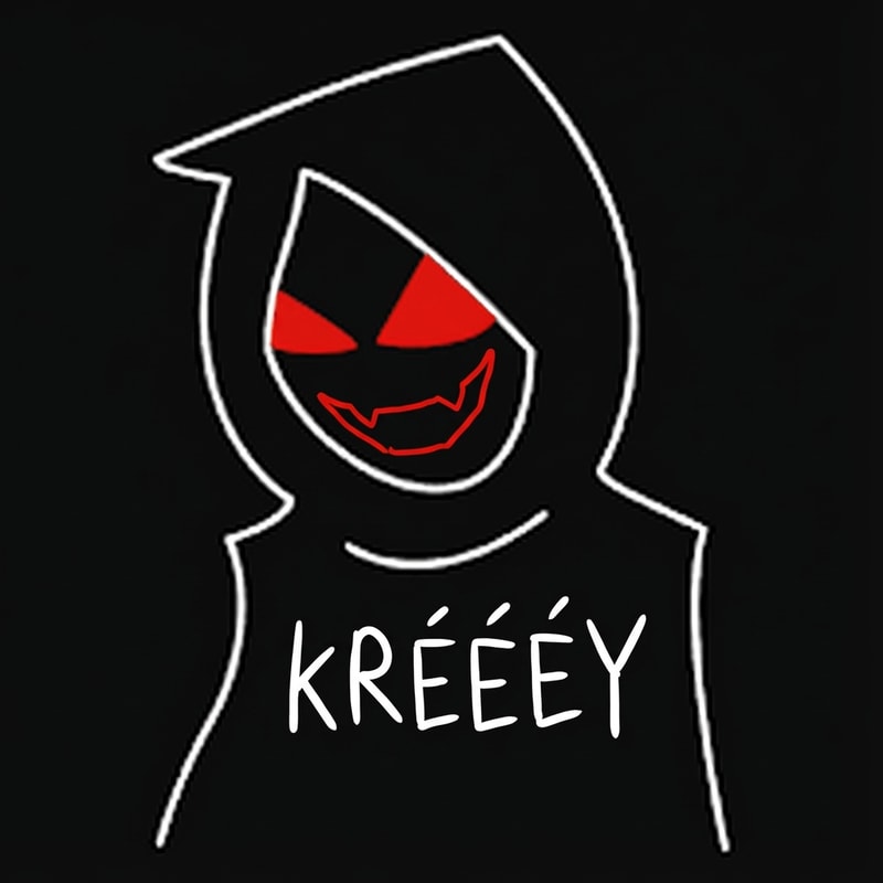 Ezt szerkeszd meg úgy hogy a fehér szemei Pirosak lesznek, és a poloja felé rá irod hogy "kRÉÉÉY". És valami gonosz mosolygó szája legyen