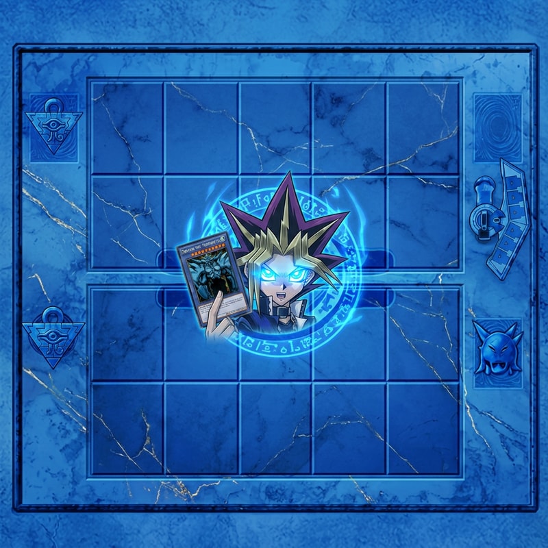 Szerkeszd át. Yugi szeme legyen izzó kék. A kezében legyen Obelisk. Kicsit legyen letisztultabb pálya.