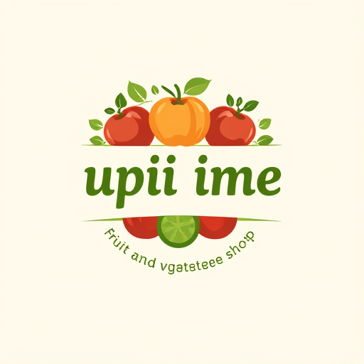 Professional logo design. Design a clean, modern and memorable logo for a small village fruit and vegetable shop named [upiši ime koje odabereš]. The logo should include natural elements like fresh fruits and vegetables (such as apples, tomatoes, cucumbers), green leaves, and a rustic but professional vibe. Use warm, earthy colors (green, red, orange, yellow) to symbolize freshness and health. The design should be simple, recognizable, and suitable for shop signs, flyers, and packaging. Include the shop name in a bold but friendly font."