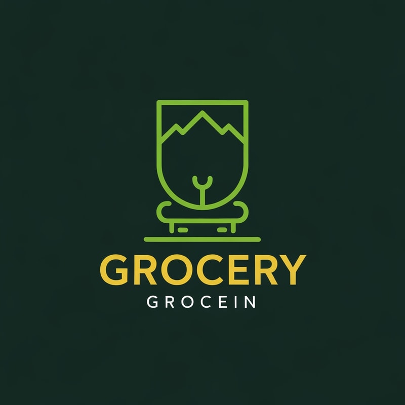 Grocery of logo with icon color is green & dark yellow