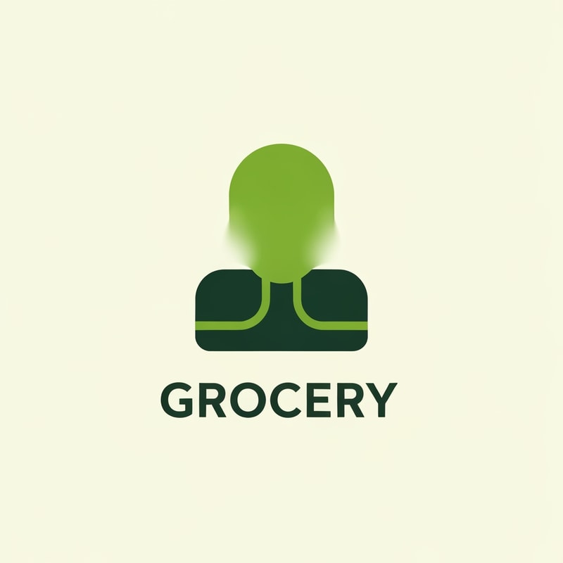 Grocery of logo with icon color is green & dark yellow