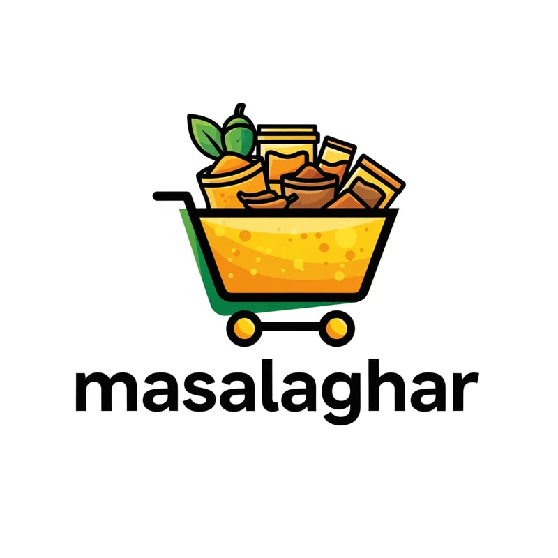 masalaghar of logo dark yellow, green, black combination. like a blinkit